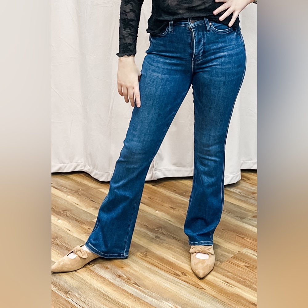 REGULAR INSEAM Judy Blue High Waist Tummy Control Top Bootcut Jeans JB881062 DK